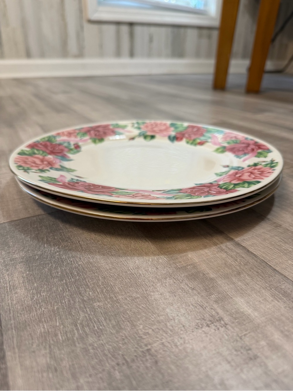 Tabletops Unlimited Rose Garden Dinner Plates Set of 2 Pink Floral Porcelain 11”